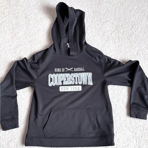 Cooperstown New York Baseball Hoodie, Black, Youth Large